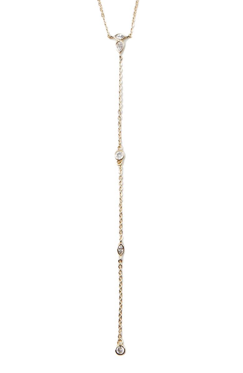 Argento Vivo Sterling Silver Cubic Zirconia Station Y-Necklace, Alternate, color, Gold
