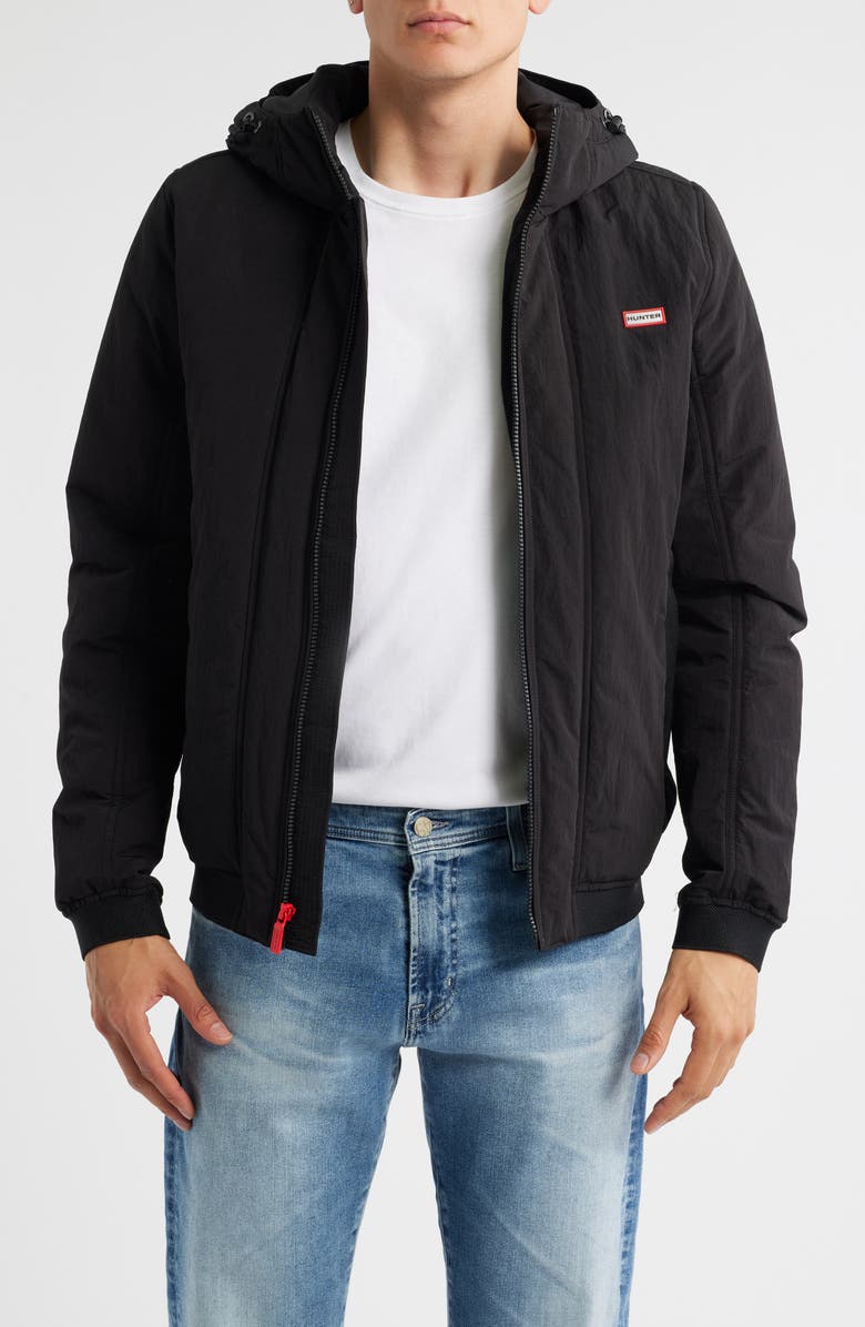 Hunter Horley Hooded Water Resistant Ripstop Jacket, Main, color, Black