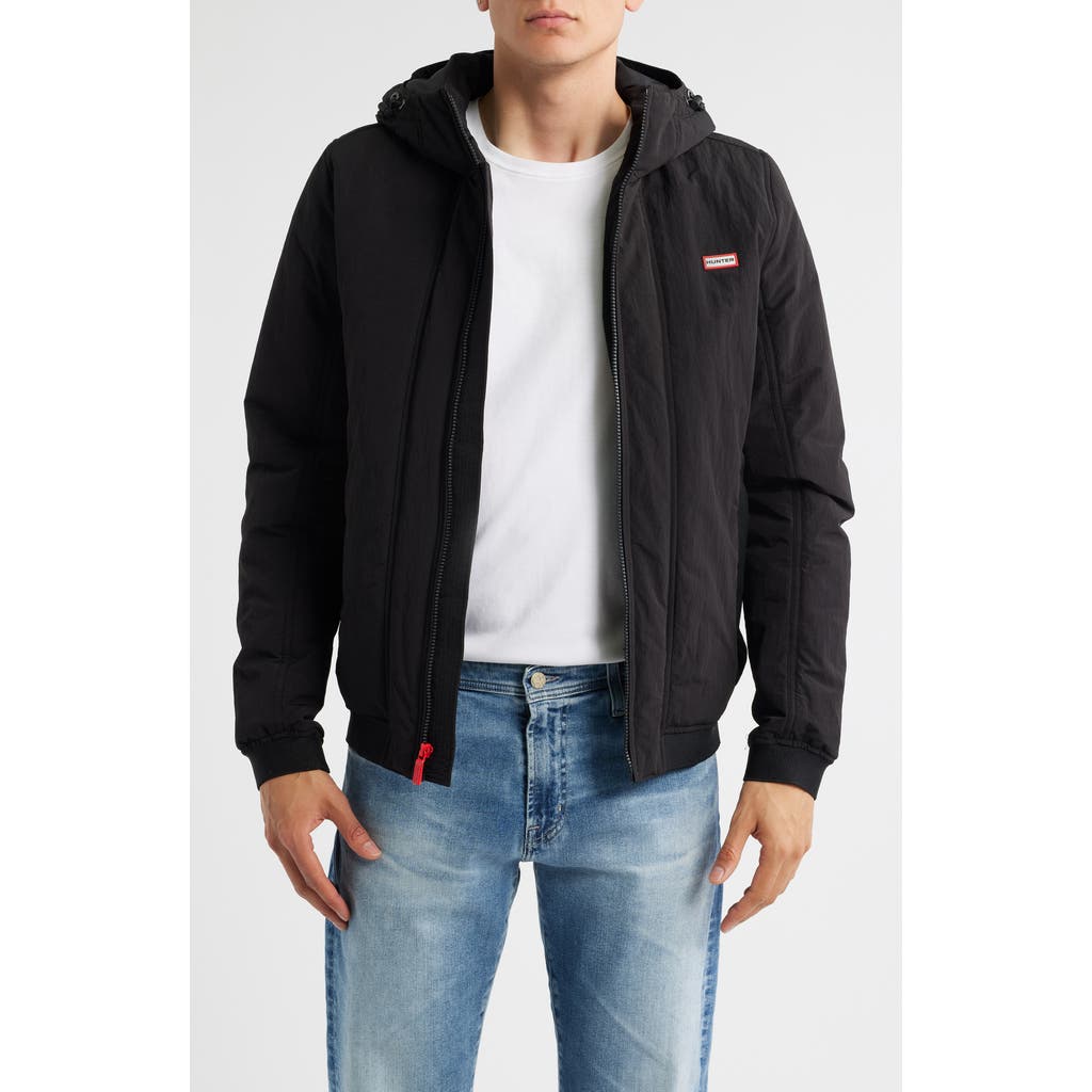 Hunter Horley Hooded Water Resistant Ripstop Jacket In Black