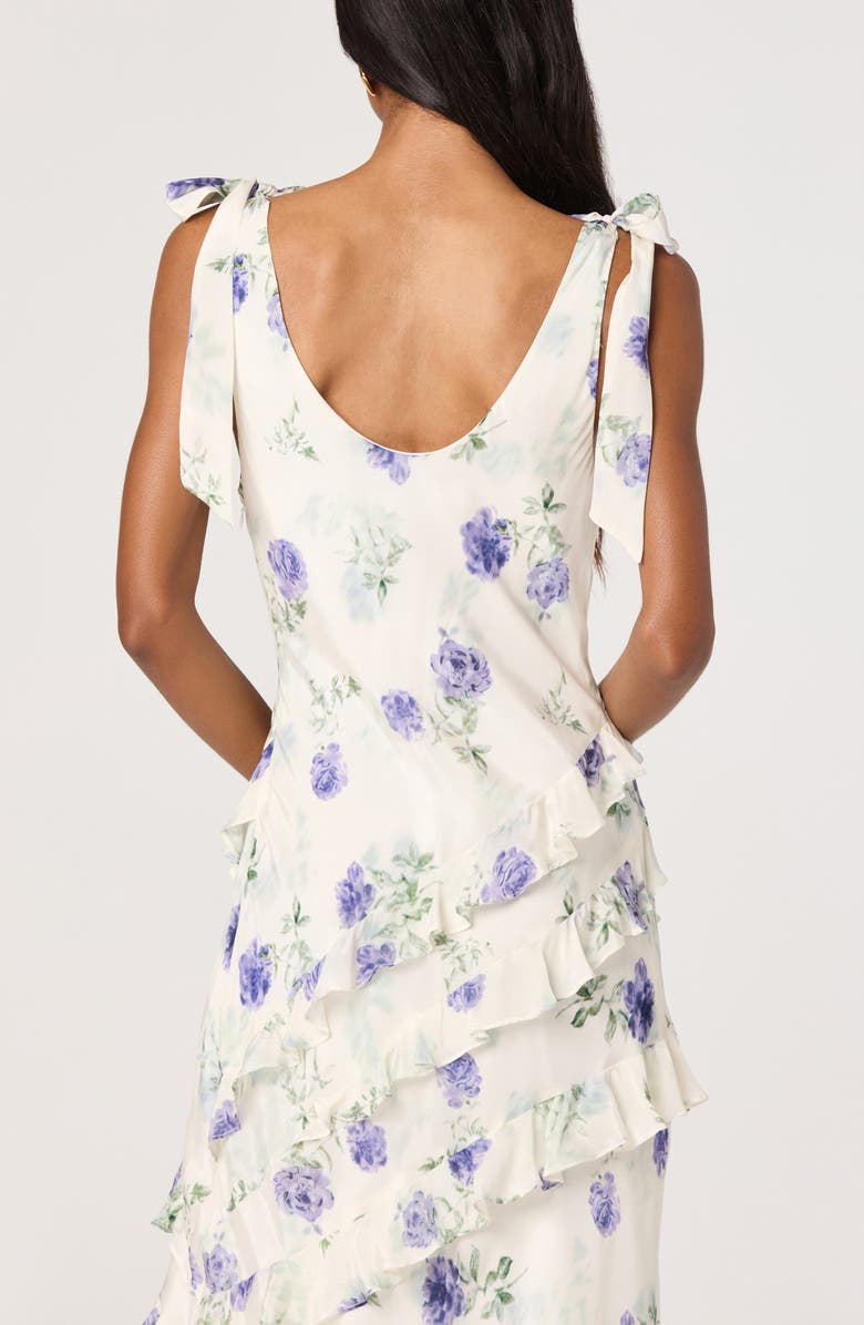 ASTR the Label Fen Floral Print Midi Dress, Alternate, color, Off White Purple Floral