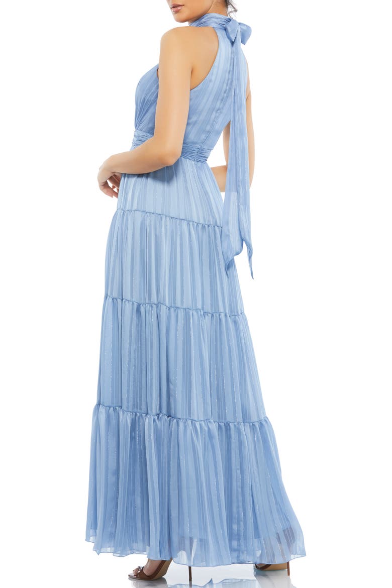 Bow Back Tiered A-Line Gown, Alternate, color, SLATE BLUE