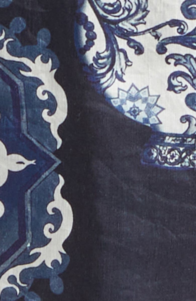 Camilla A Tiled Wonderland Long Sleeve Linen & Silk Twill Shirtdress, Alternate, color, A Tiled Wonderland