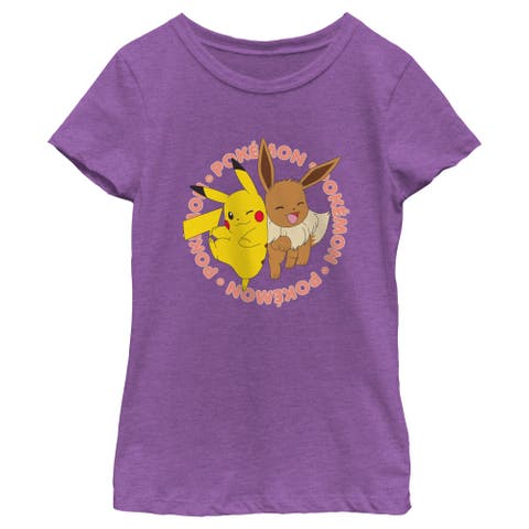 Girl's Pokemon Pals Pikachu and Eevee  Graphic T-Shirt