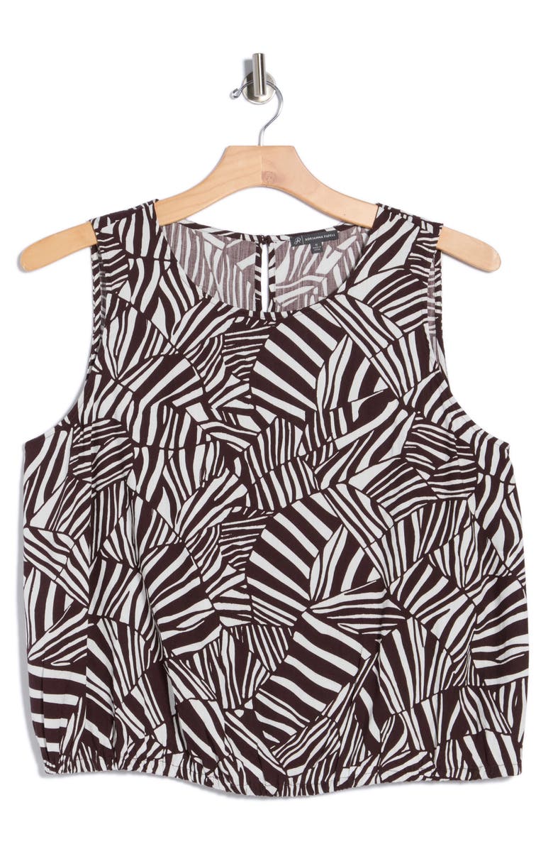 Adrianna Papell Printed Shell, Main, color, Chocolate Patchwork Stripe