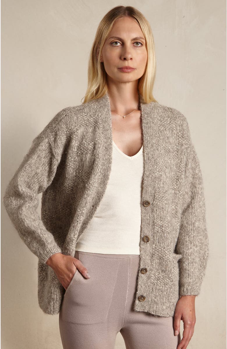 oyun Handknit Basketweave Cardigan, Alternate, color, Oat