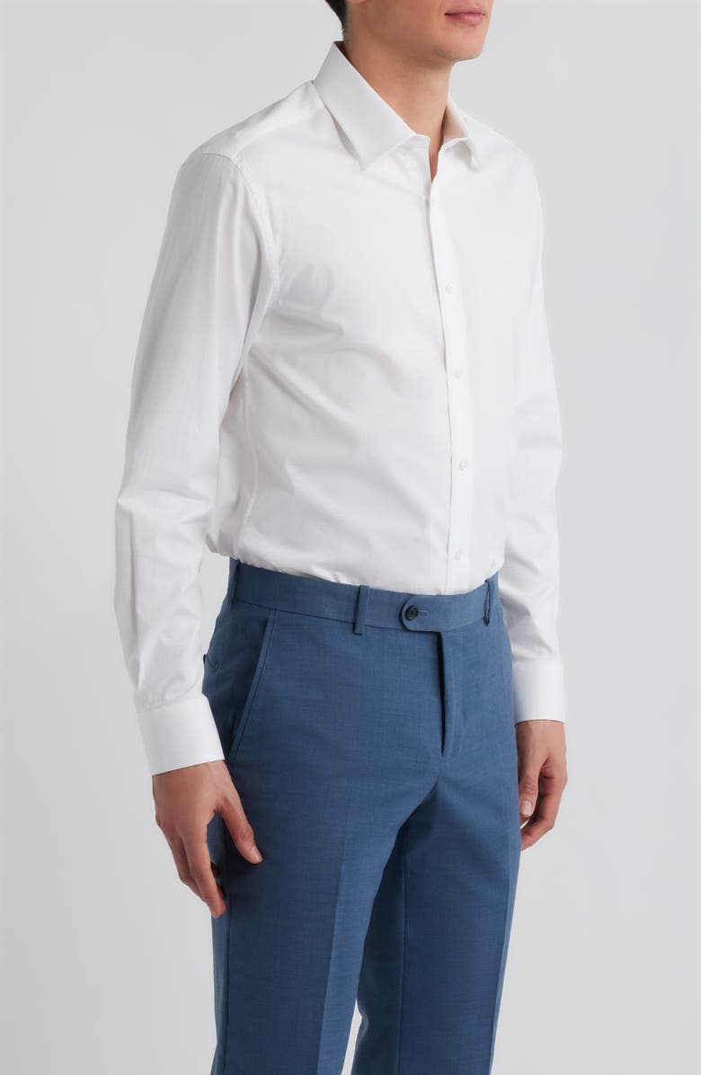 DANIEL HECHTER Paris Modern Fit Textured White Cotton Dress Shirt, Alternate, color, 