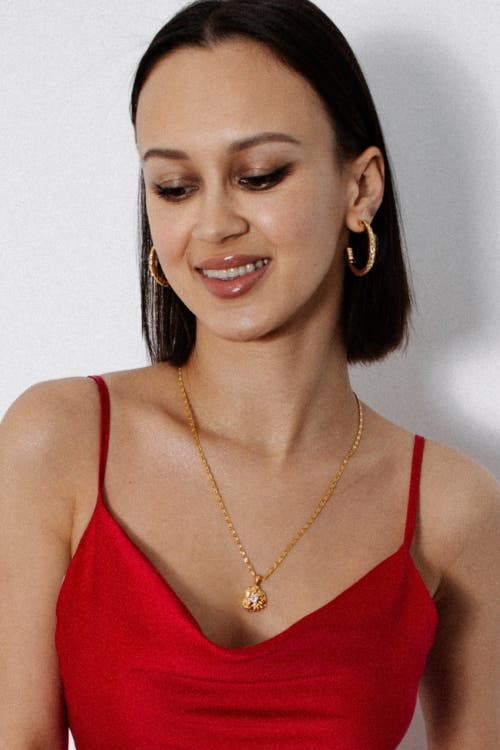 Classicharms Shayla Molten Cubic Zirconia Pendant Necklace In Gold