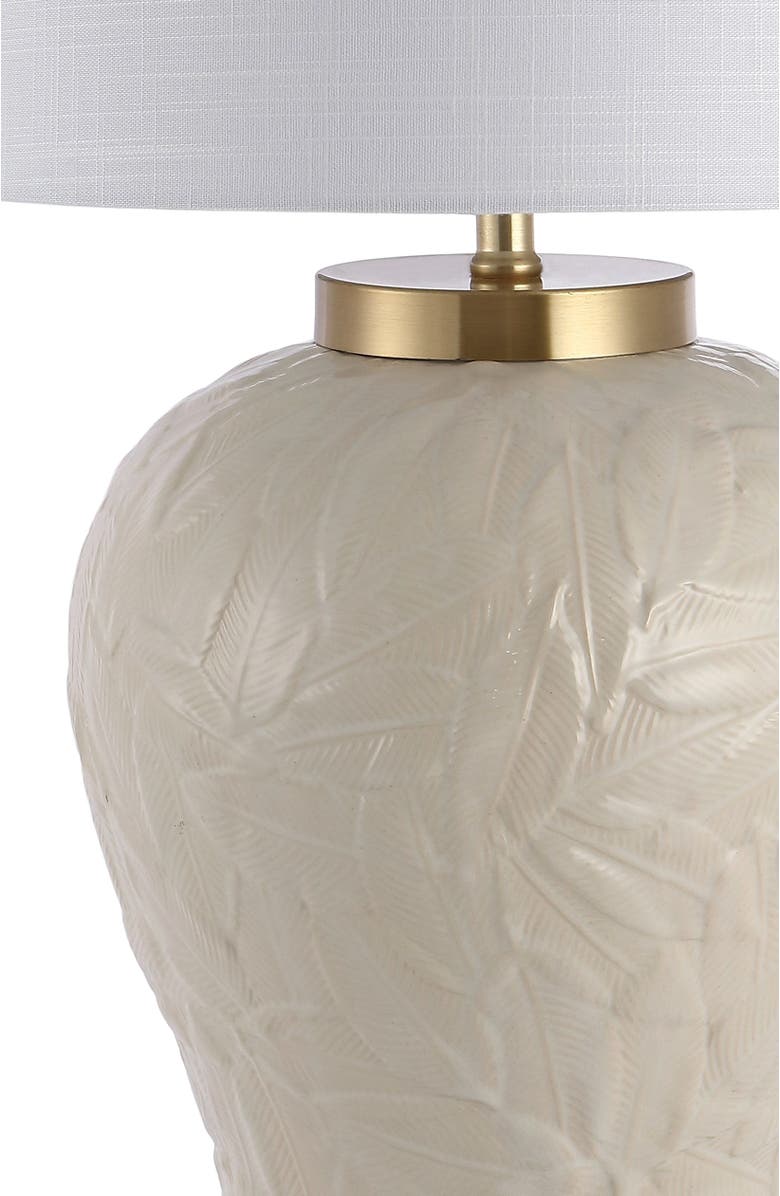 JONATHAN Y Regency Palm Leaf 31.5" Ceramic/Metal Bohemian Cottage LED Table Lamp, Cream, Alternate, color, Cream