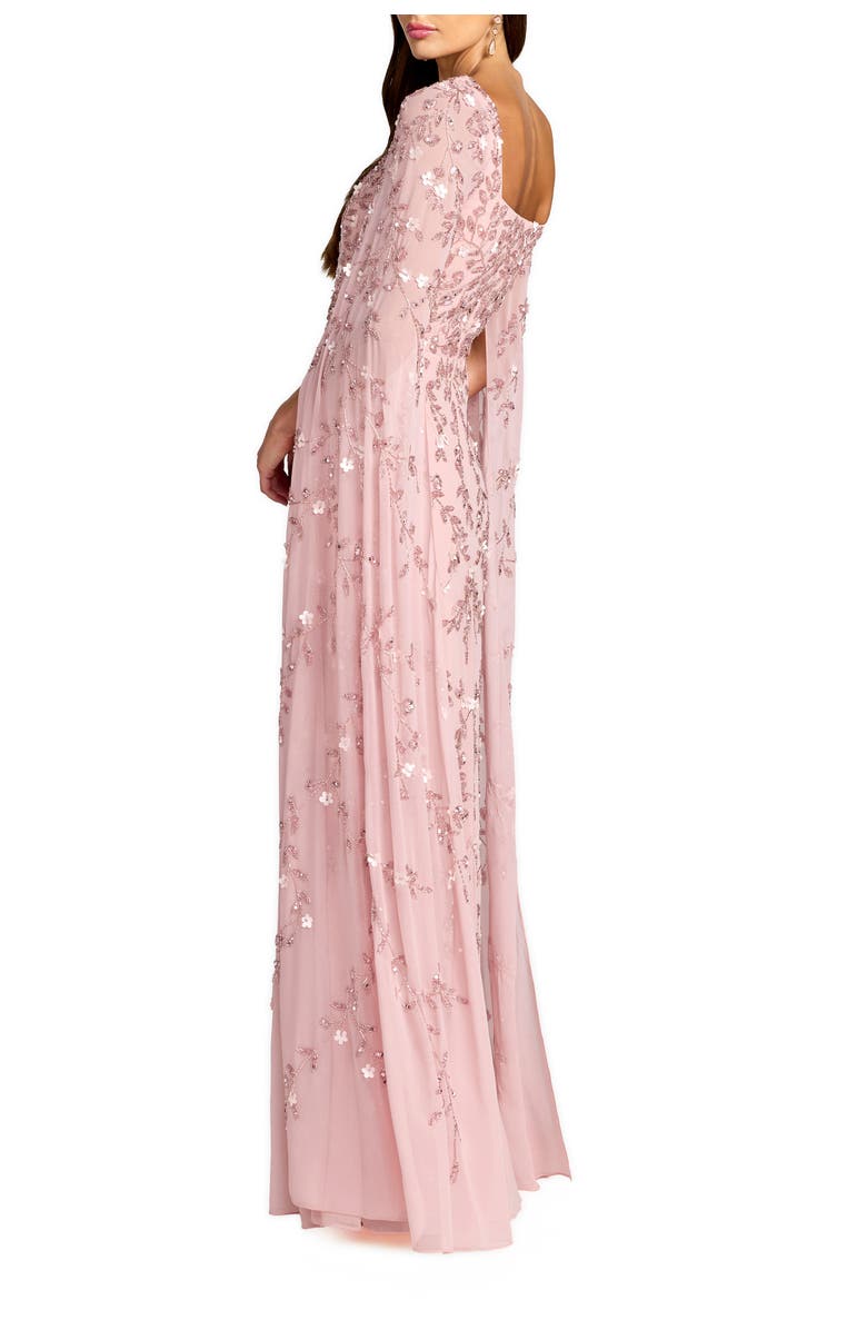 Mac Duggal Women's Embellished Cape Sleeve A-Line Mesh Maxi Gown, Alternate, color, Rose