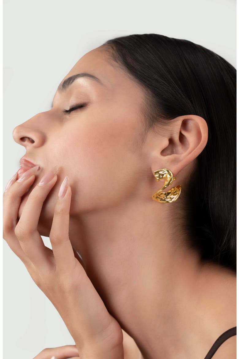 Mira Hammered Earrings, Alternate, color, GOLD