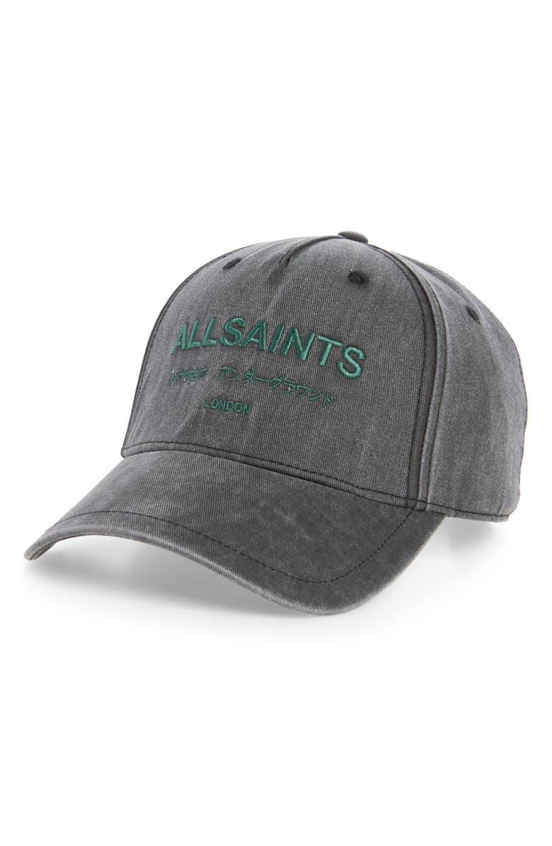AllSaints Underground Logo Embroidered Adjustable Baseball Cap, Main, color,