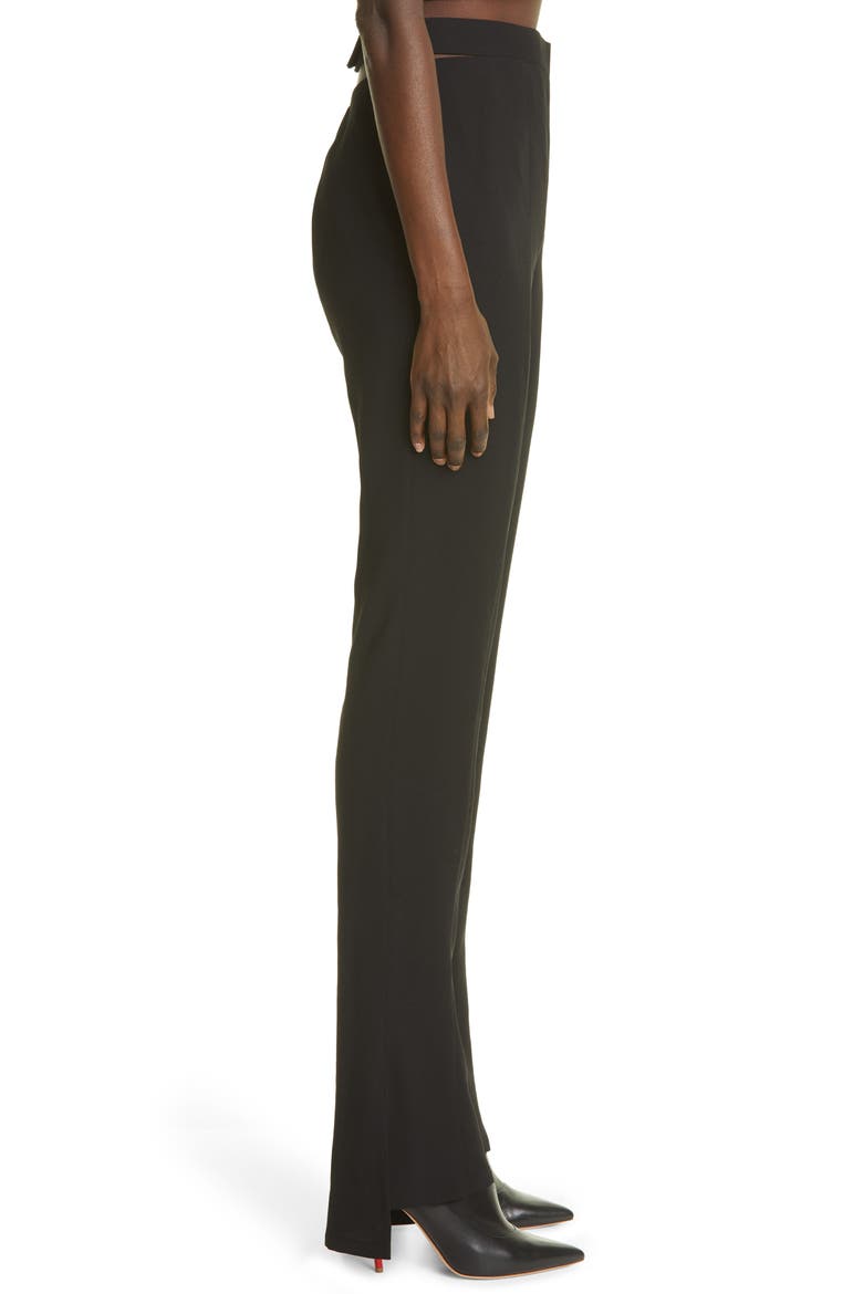Cutout Step Hem Wool Twill Pants, Alternate, color, BLACK