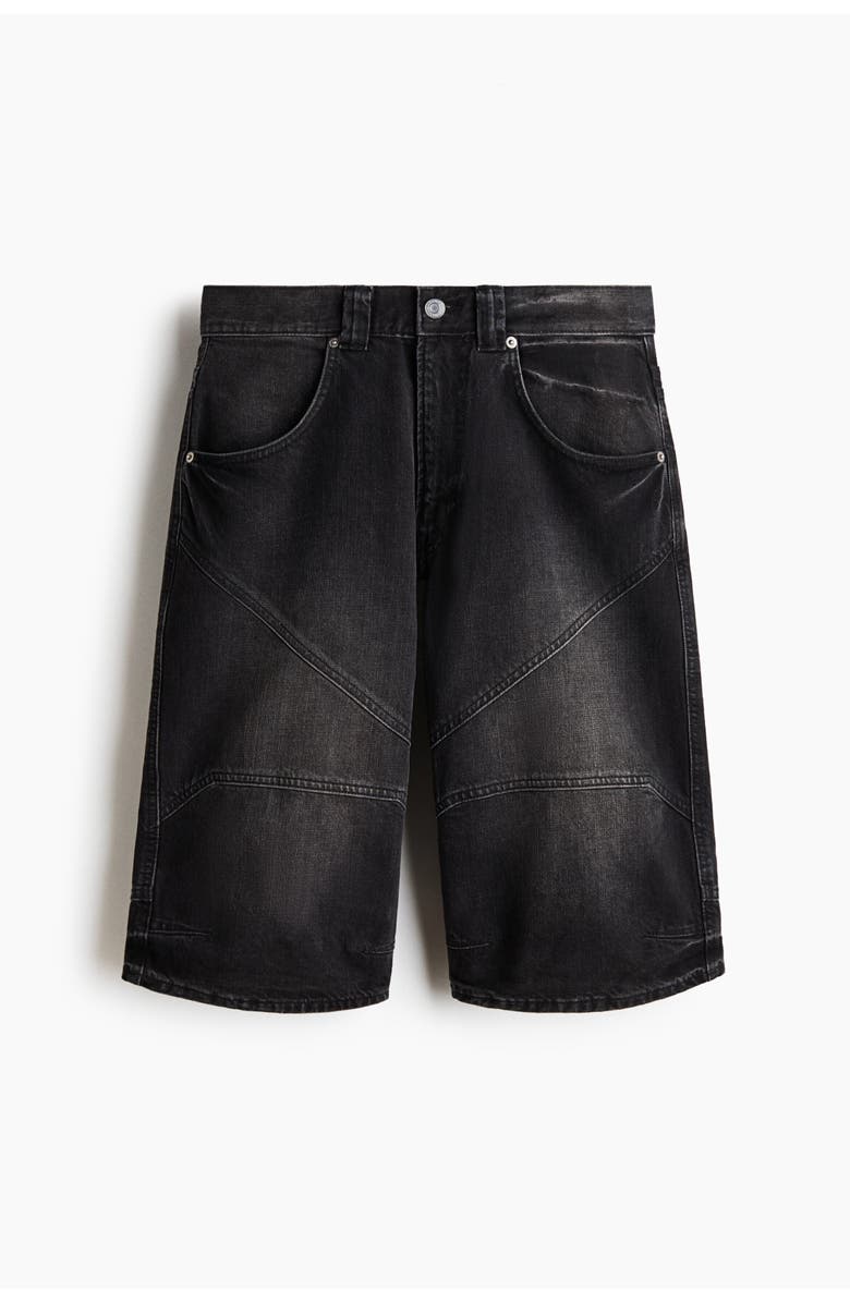 H&M Super Baggy Denim Shorts, Main, color, Black