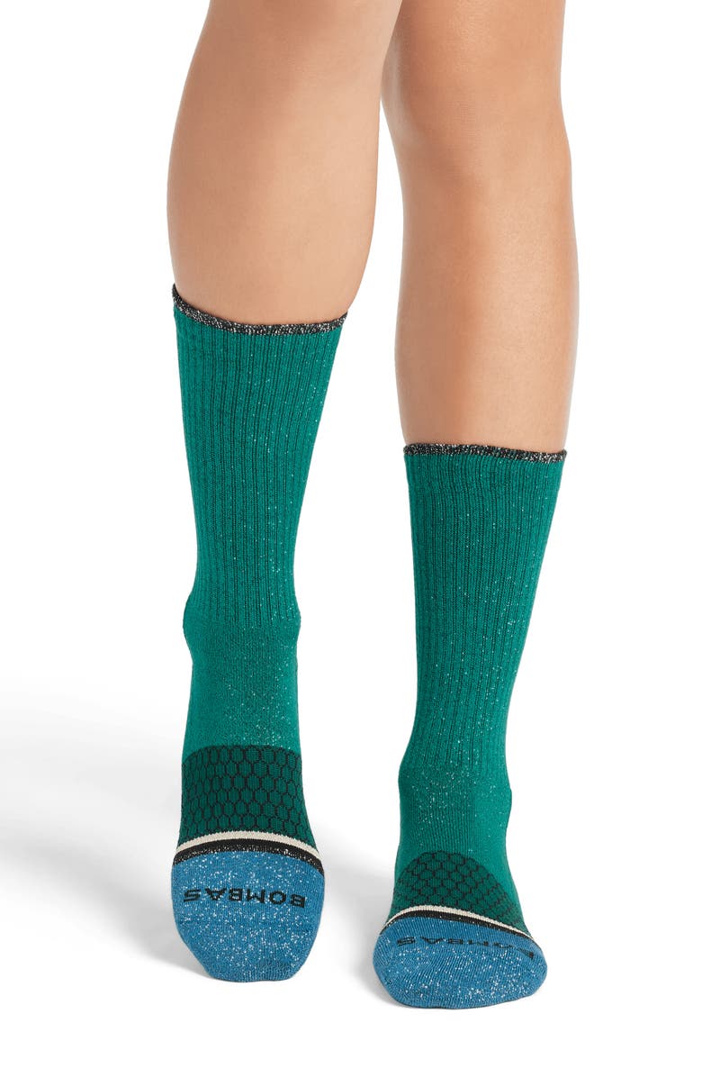 Bombas Wicked Sparkly Colorblock Crew Socks, Alternate, color, 