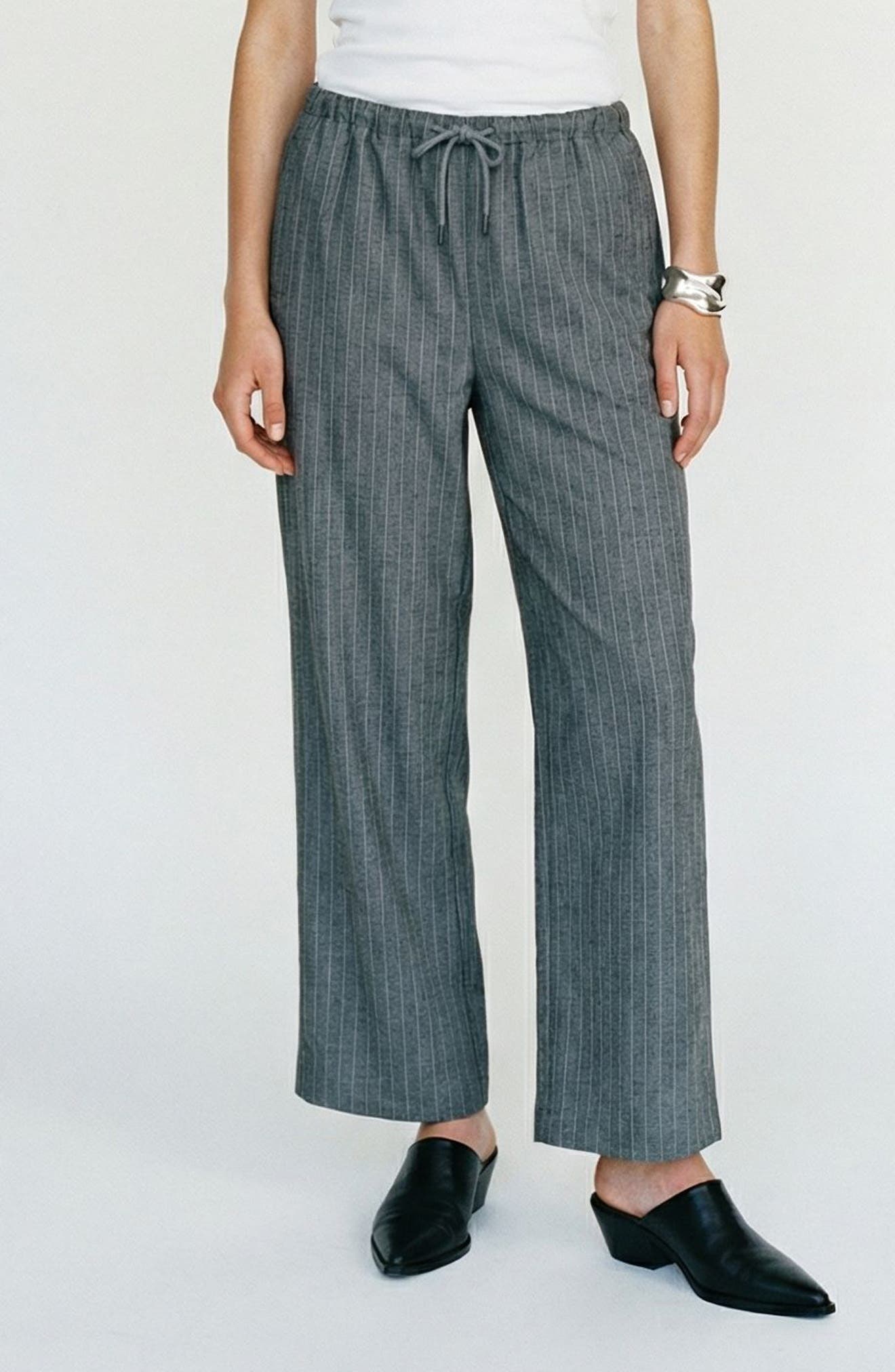 VERO MODA Rhoda Pinstripe Wide Leg Drawstring Pants