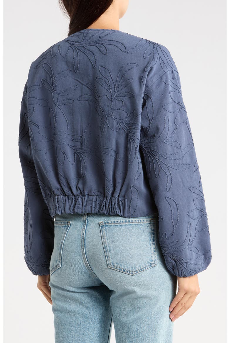 Embroidered Cropped Bomber Jacket, Alternate, color, SMOKE BLUE