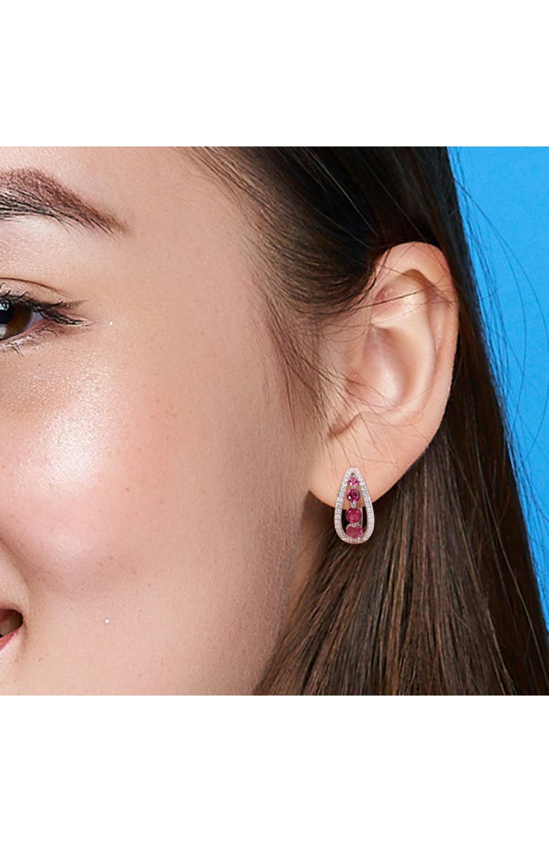 Julianna B. Lab-Created Ruby & Diamond Hoop Earrings 14k, Alternate, color, Ruby