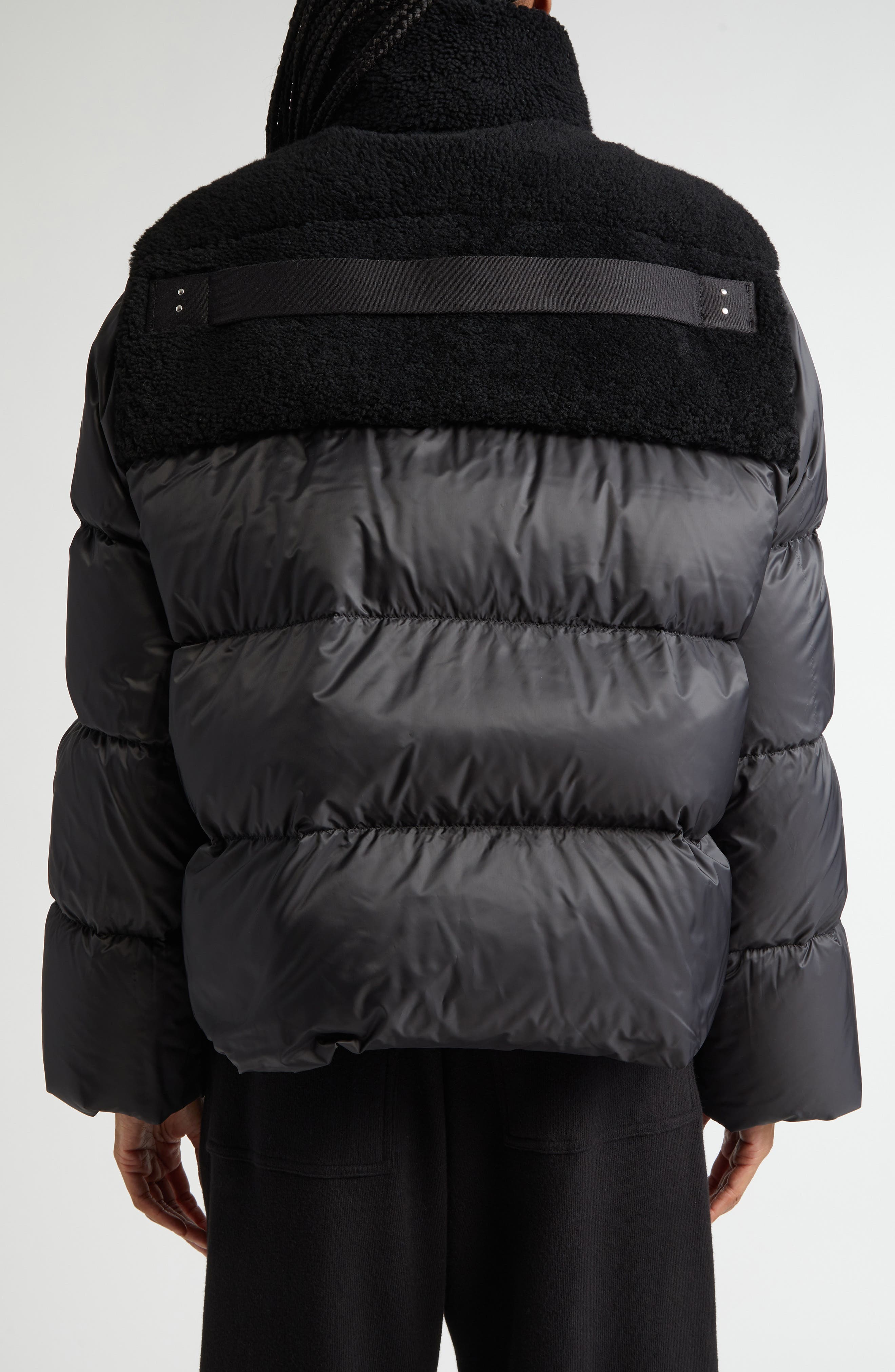 x Rick Owens Cyclopic Genuine Shearling Trim Down Puffer Jacket