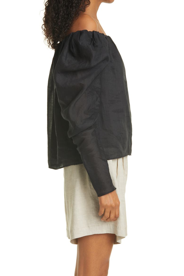 Billow Off the Shoulder Top, Alternate, color, NOIR