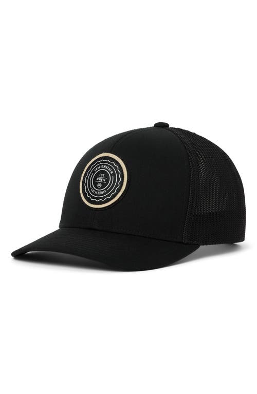 Travismathew The Patch Trucker Hat In Black/tan
