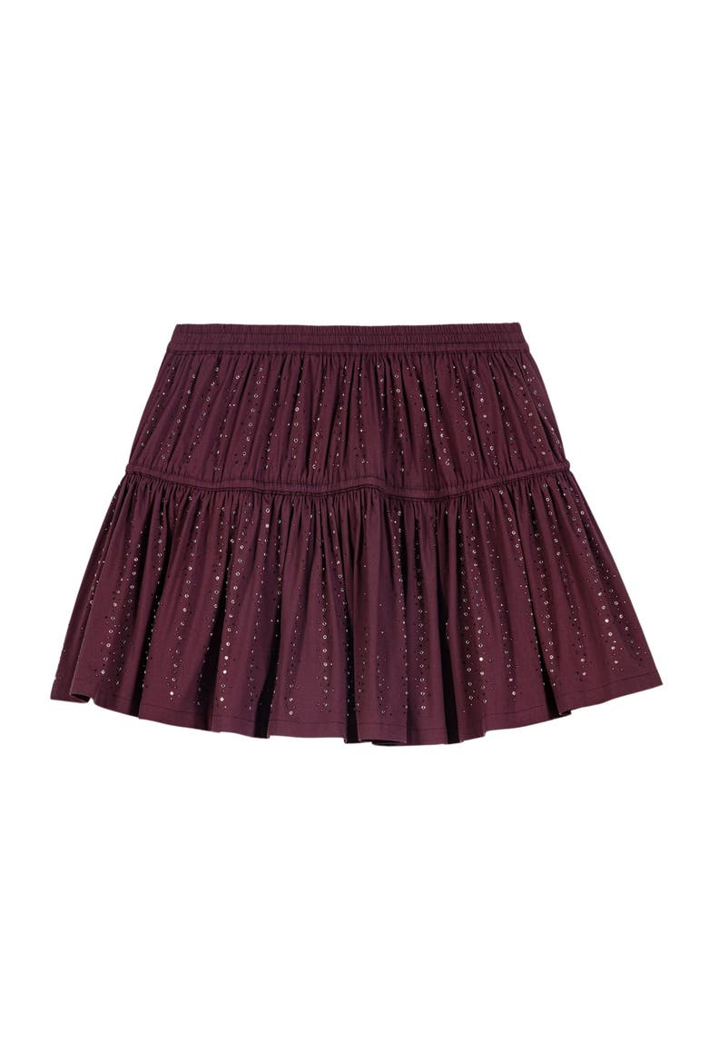 Short rhinestone cotton skirt, Alternate, color, Burgundy