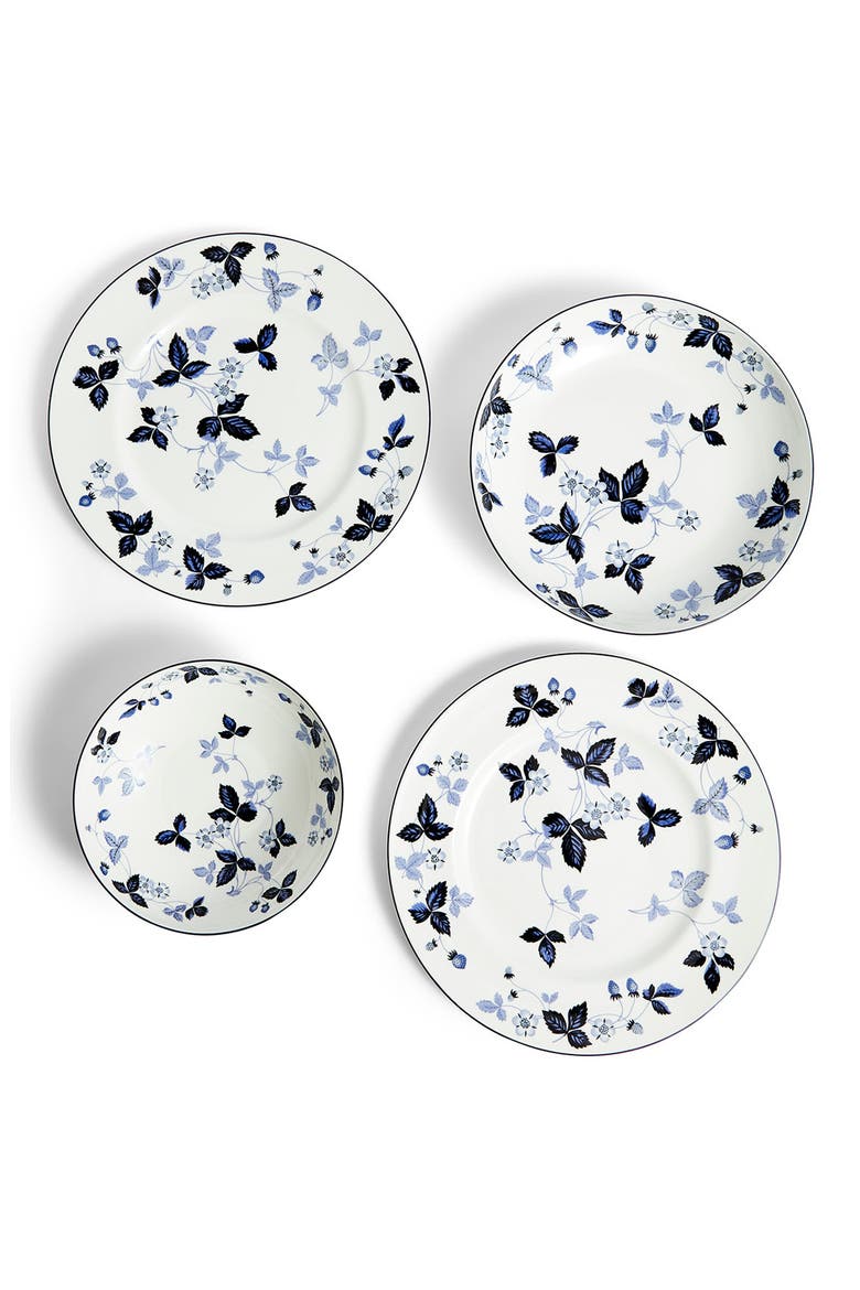 Wild Strawberry 8-Piece Bone China Dinnerware Set, Alternate, color, BLUE