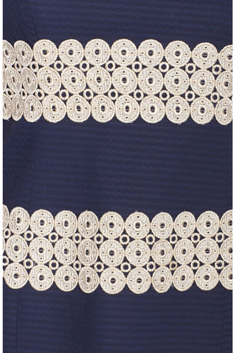 'Annabelle' Lace Appliqué Shift Dress, Alternate, color, NAVY