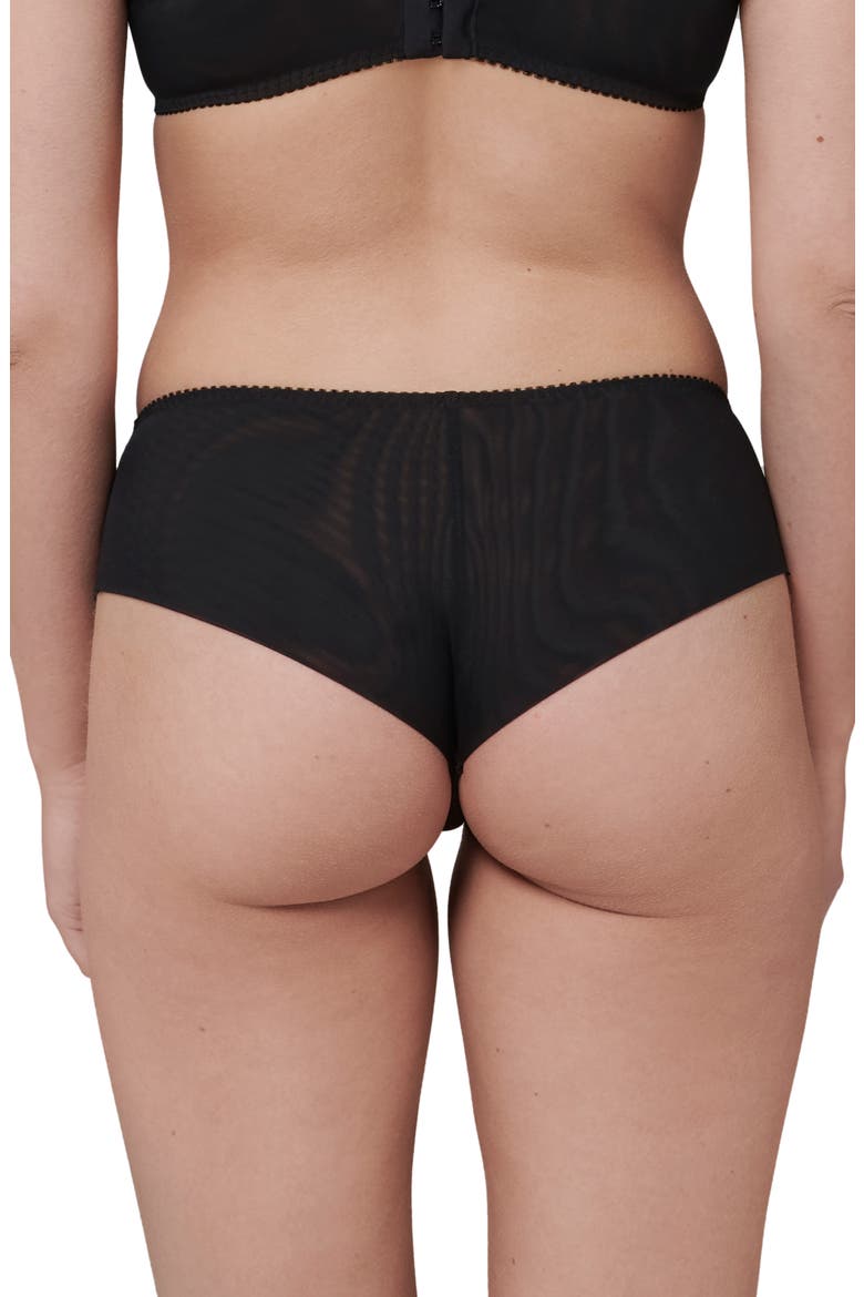 Intrigue Floral Embroidered Boyshorts, Alternate, color, BLACK
