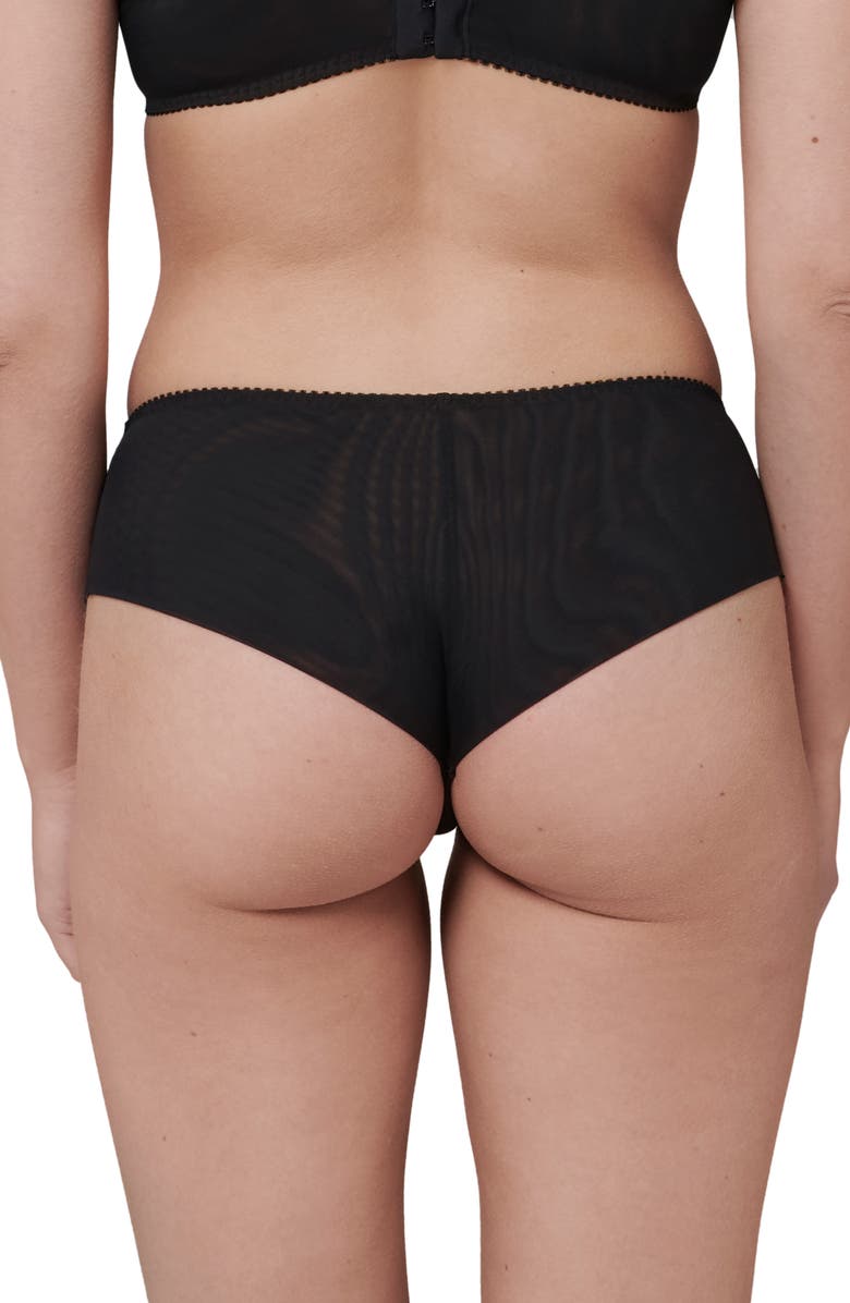 Simone Perele Intrigue Floral Embroidered Boyshorts, Alternate, color, Black