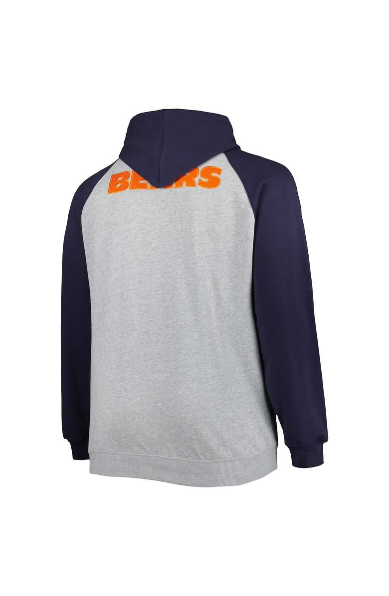 PROFILE Men's Heather Gray Chicago Bears Big & Tall Fleece Raglan Full-Zip Hoodie Jacket, Alternate, color, Heather Gray