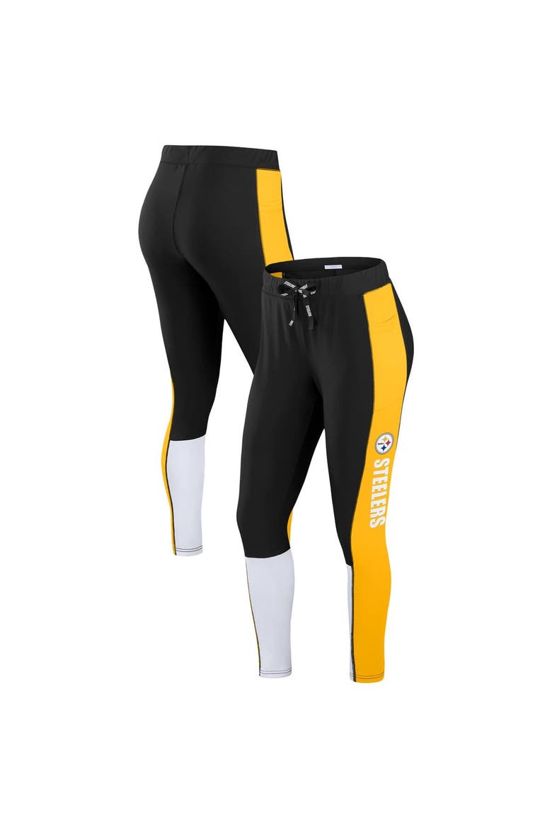 Women's WEAR by Erin Andrews Black/Yellow Pittsburgh Steelers Color-Block Leggings, Main, color, Black