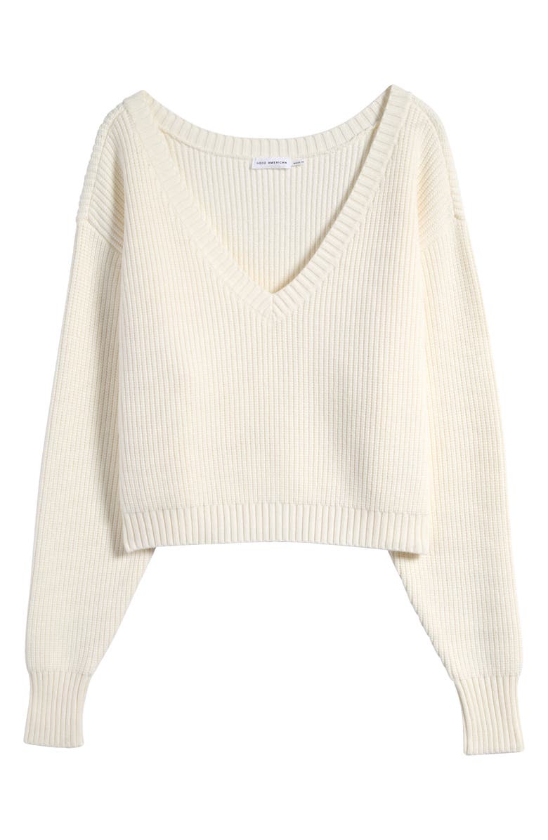 Good American Cozy V-Neck Sweater, Alternate, color, Ivory001