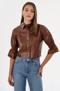 LAMARQUE Carolina | Leather Ruffle Sleeve Jacket