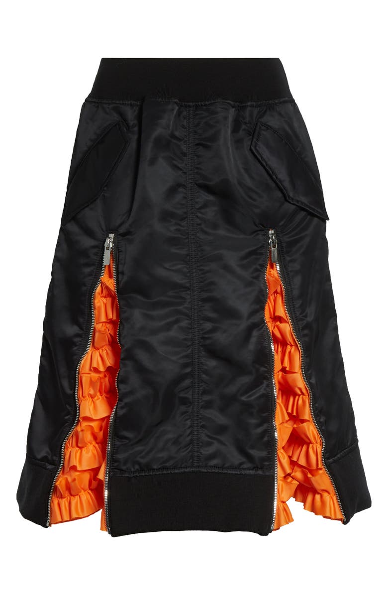 Noir Kei Ninomiya Nylon Twill Skirt, Main, color, Black