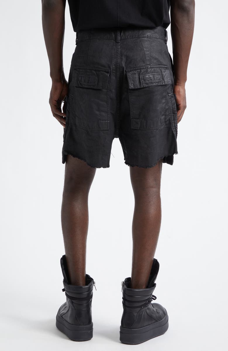 Rick Owens DRKSHDW Bauhaus Frayed Denim Shorts, Alternate, color, Black