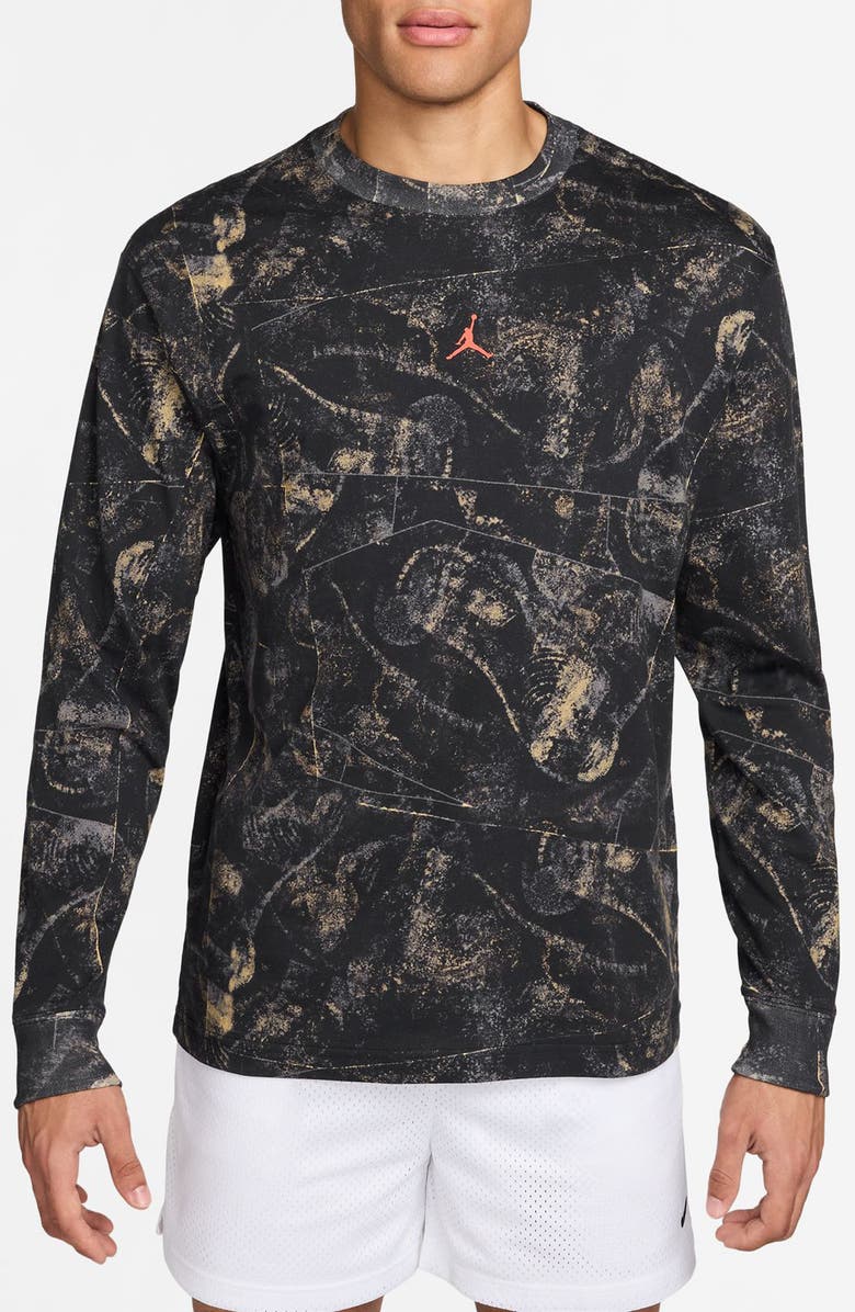 Jordan Brooklyn Long Sleeve Cotton T-Shirt, Main, color, Black