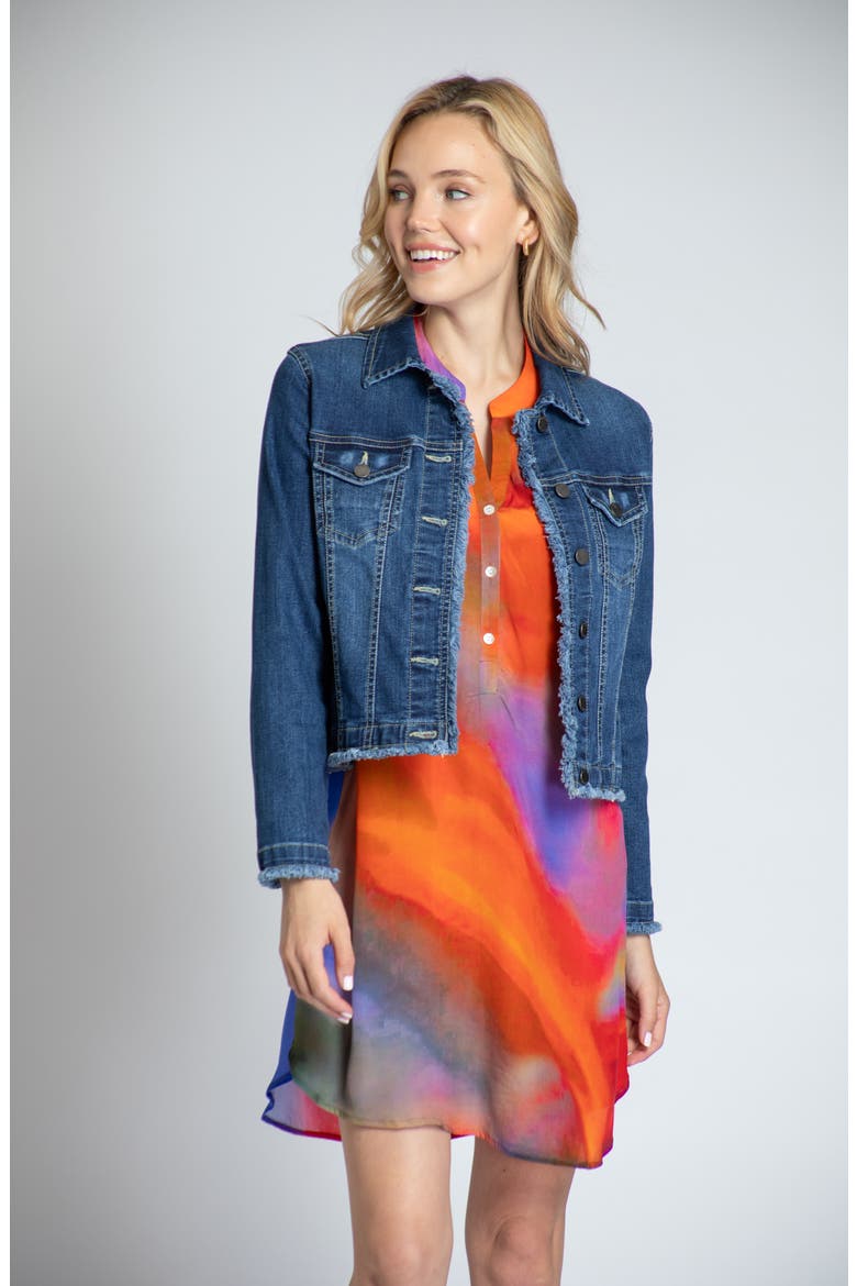 Frayed Denim Jacket, Alternate, color, INDIGO