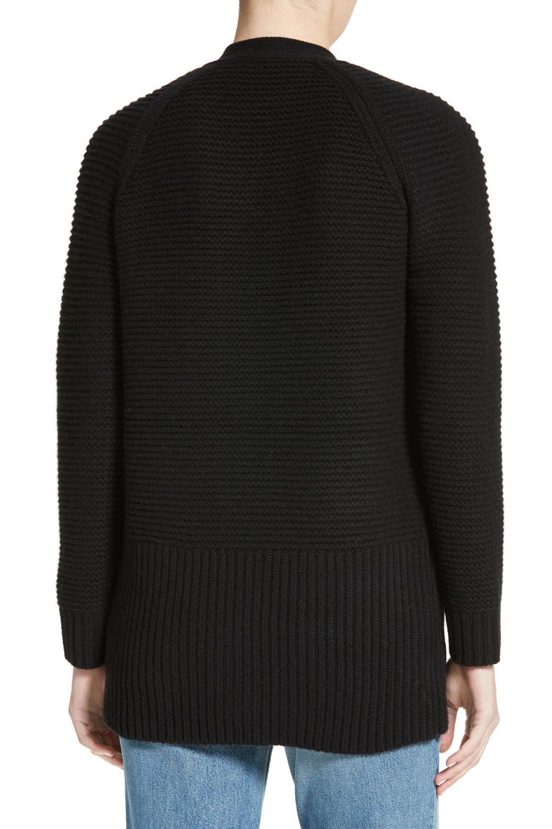 Wool & Cashmere Long V-Neck Cardigan, Alternate, color, BLACK