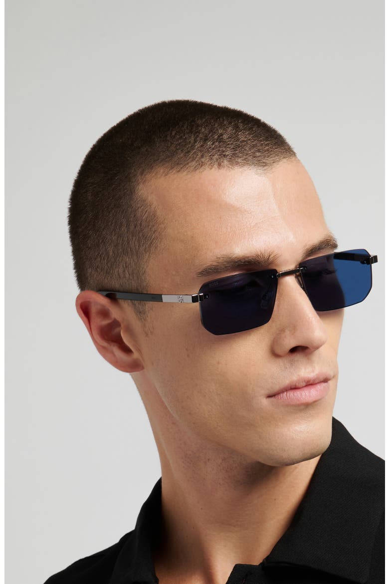 57mmm Sunglasses, Alternate, color, RUTHENIUM/ GREEN