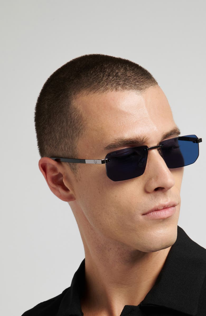 BOSS 57mmm Sunglasses, Alternate, color, Ruthenium/ Green