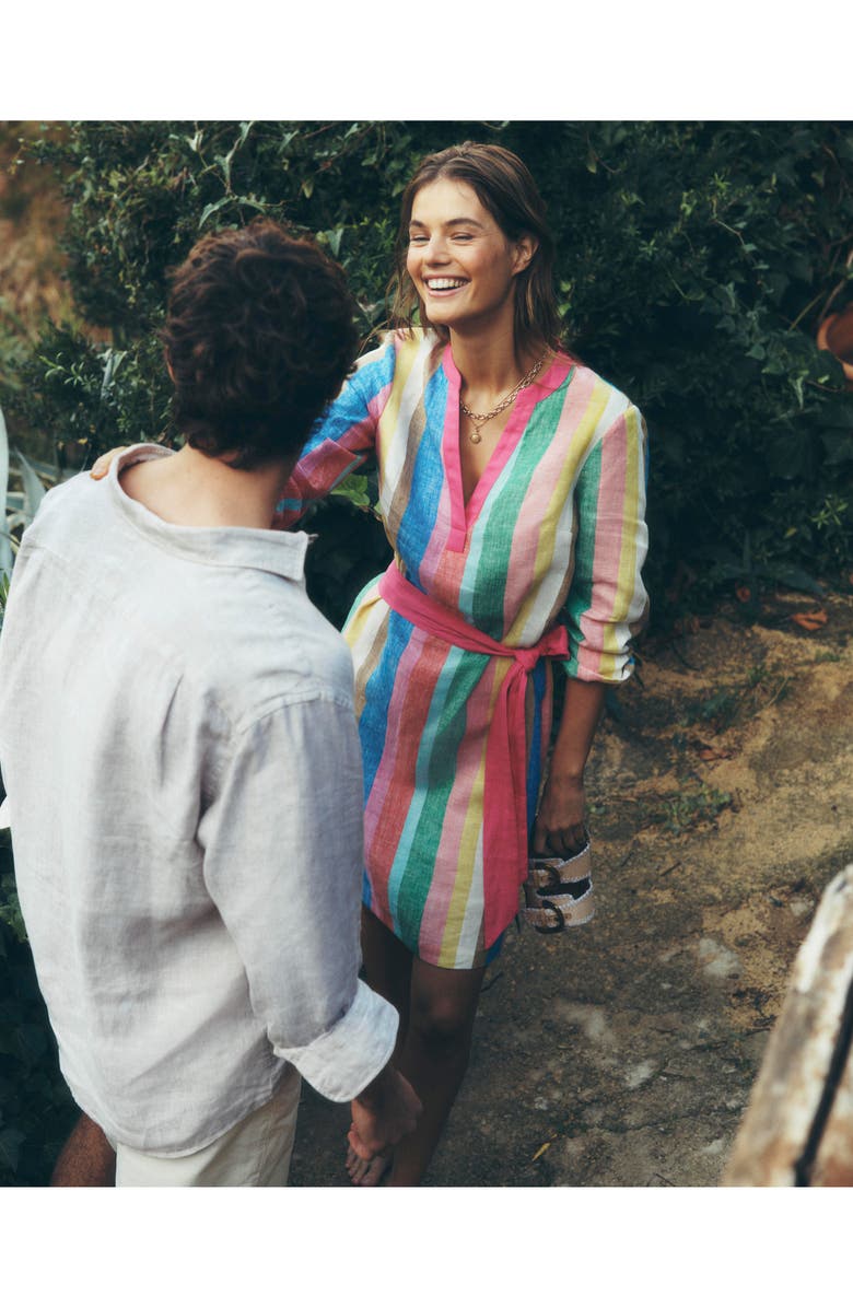 Cleo Stripe Long Sleeve Linen Shift