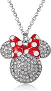 Disney Fashion Red Polka Dot Bow Crystals Pave Necklace
