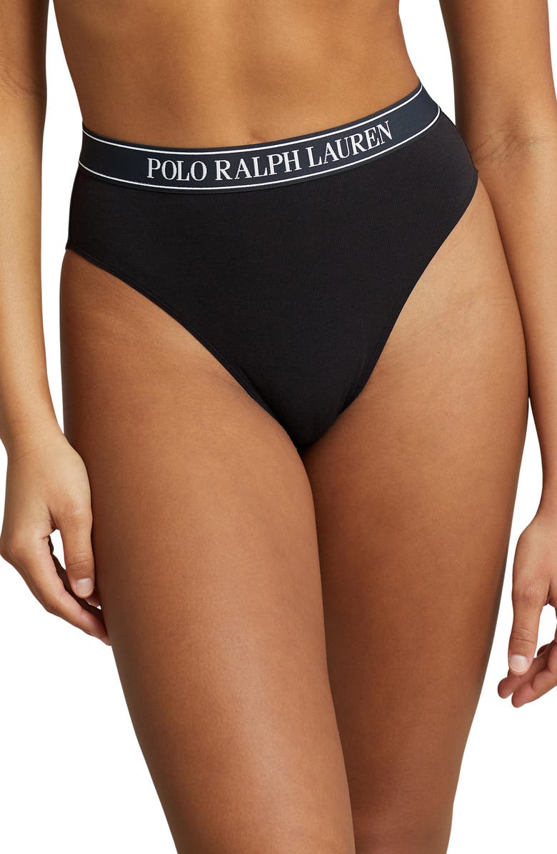 Polo Ralph Lauren High Waist Cotton Blend Tanga Panties, Main, color, 