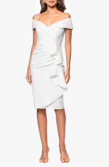 Xscape Evenings Ruffle Off the Shoulder Scuba Knit Cocktail Dress