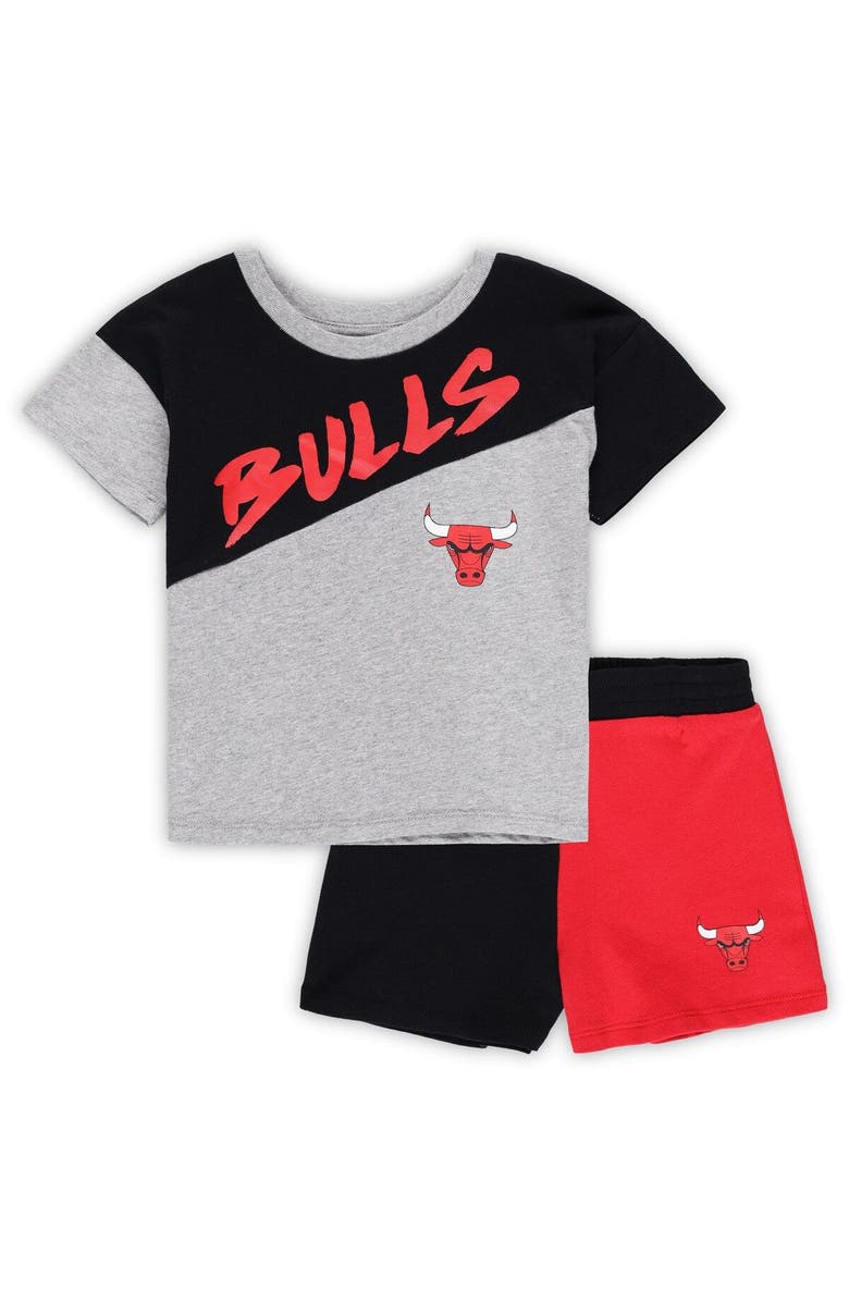 Outerstuff Toddler Black/Gray Chicago Bulls Super Star T-Shirt & Shorts Set, Main, color, Black
