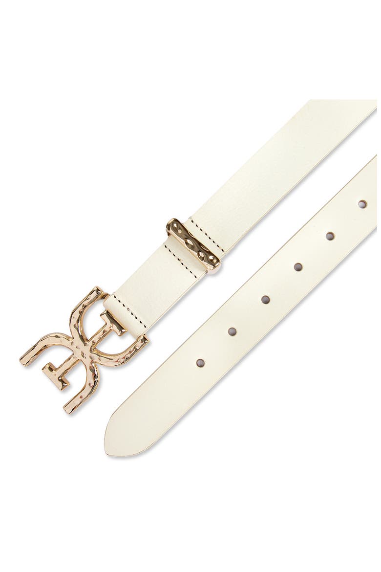 Hammered Logo Buckle Belt, Alternate, color, IVORY