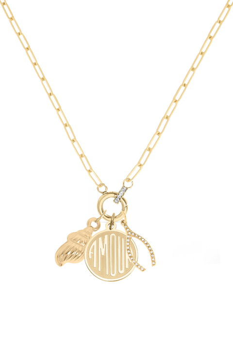 Amour Coin 14k Gold Filled Charm Necklace