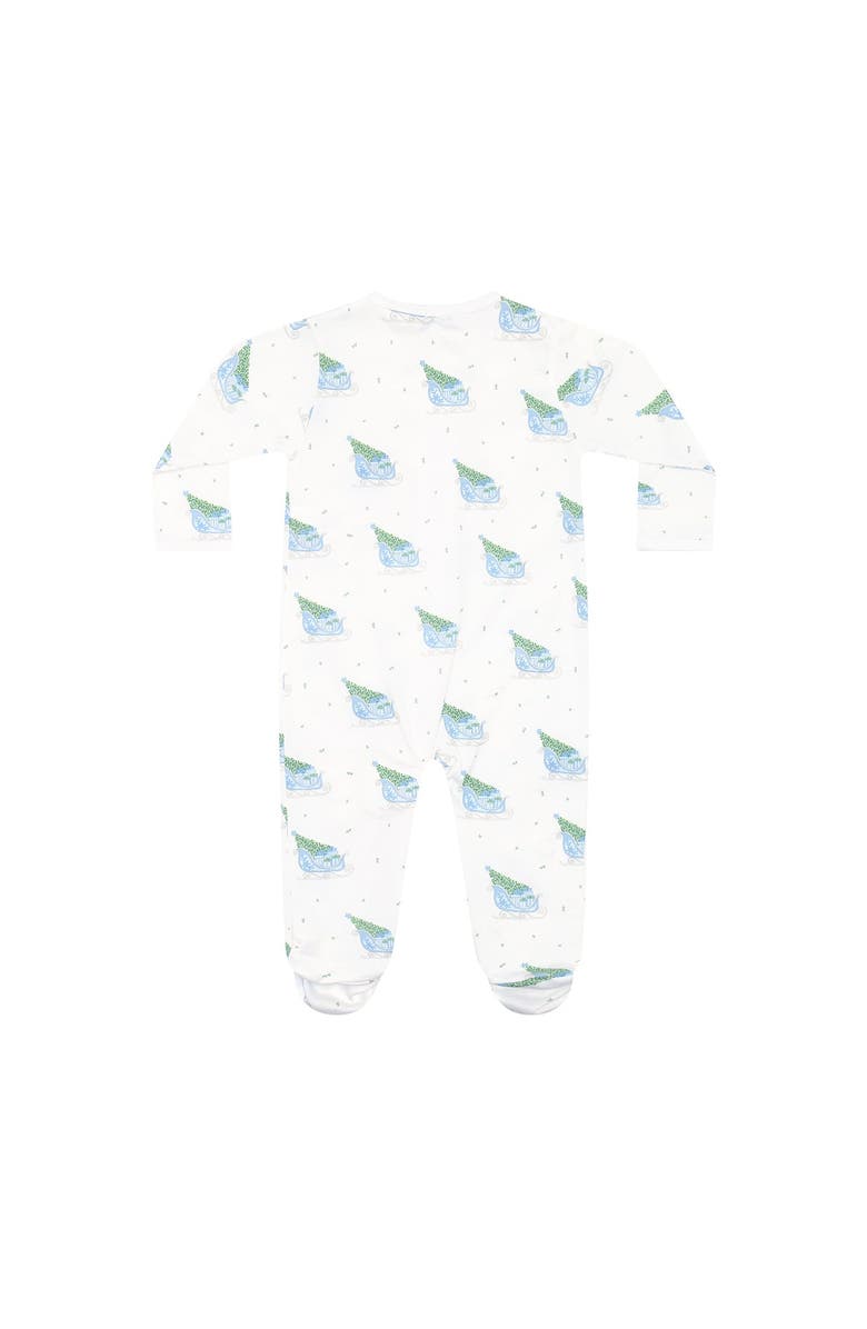 Nellapima Pima Cotton Christmas Merry Sleighs Zipper Footie - Baby, Alternate, color, Blue