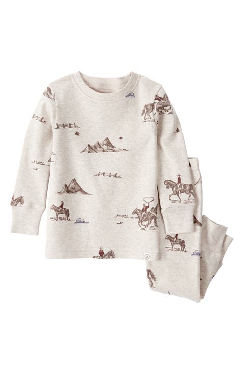 Print Fitted Organic Cotton Two-Piece Pajamas