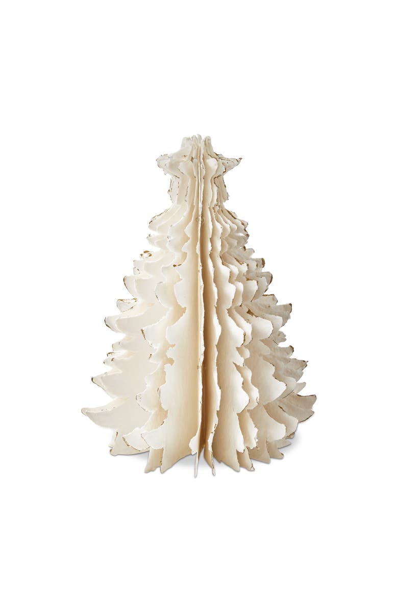tag Large Shimmer Paper Tree Decor Holiday Sculpture Christmas, Main, color, White